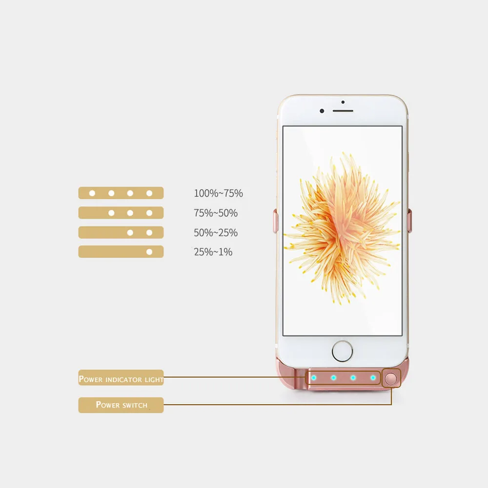 5000 мА/ч, Батарея Зарядное устройство чехол для iphone 6 6s внешнего резервного Батарея чехол Мощность Bank зарядное устройство чехол Обложка для iphone 6s 4,7 дюймов