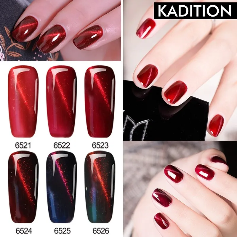 

KADITION New Magnetic Red Cat Eye Nail Gel Polish Lucky 6 Colors LED UV Hybrid Lacquer Gellak Semi Permanent 7ml Gel Varnish Art
