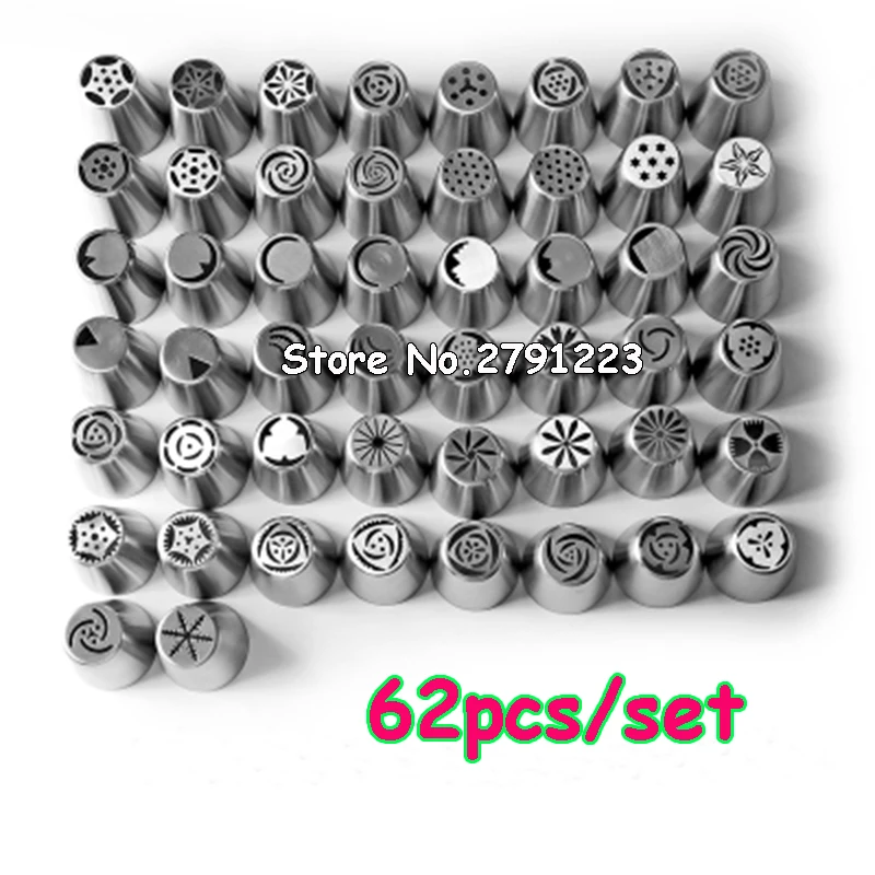 

Russian tulip Stainless Steel Icing Piping Nozzles Tips Pastry Cake Decorating Decoration Tools for the Kitchen Baking 62Pcs/Set