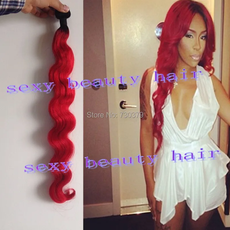 Dark Root Red Ombre Body Wave Hair Weft Ombre Virgin Brazilian