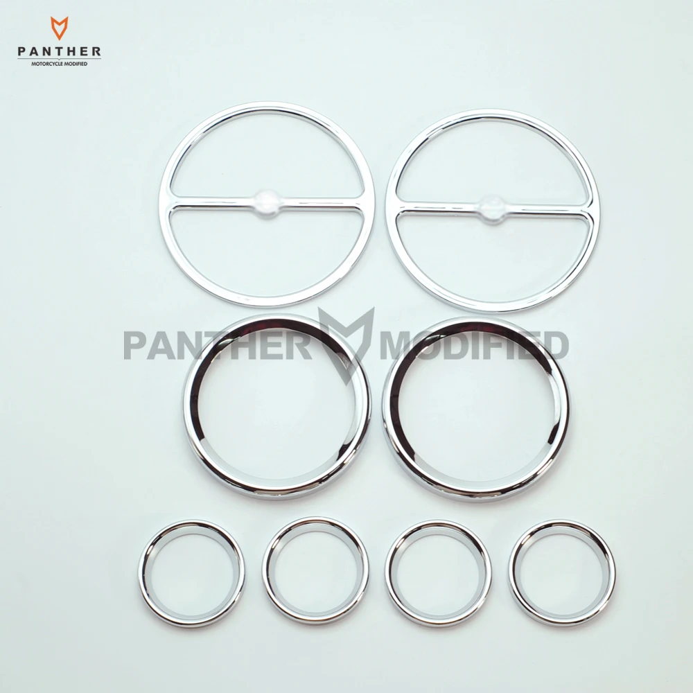 

8 pcs Chrome Motorcycle Speedometer Gauges Bezels and Horn Cover case for Harley Davidson Touring