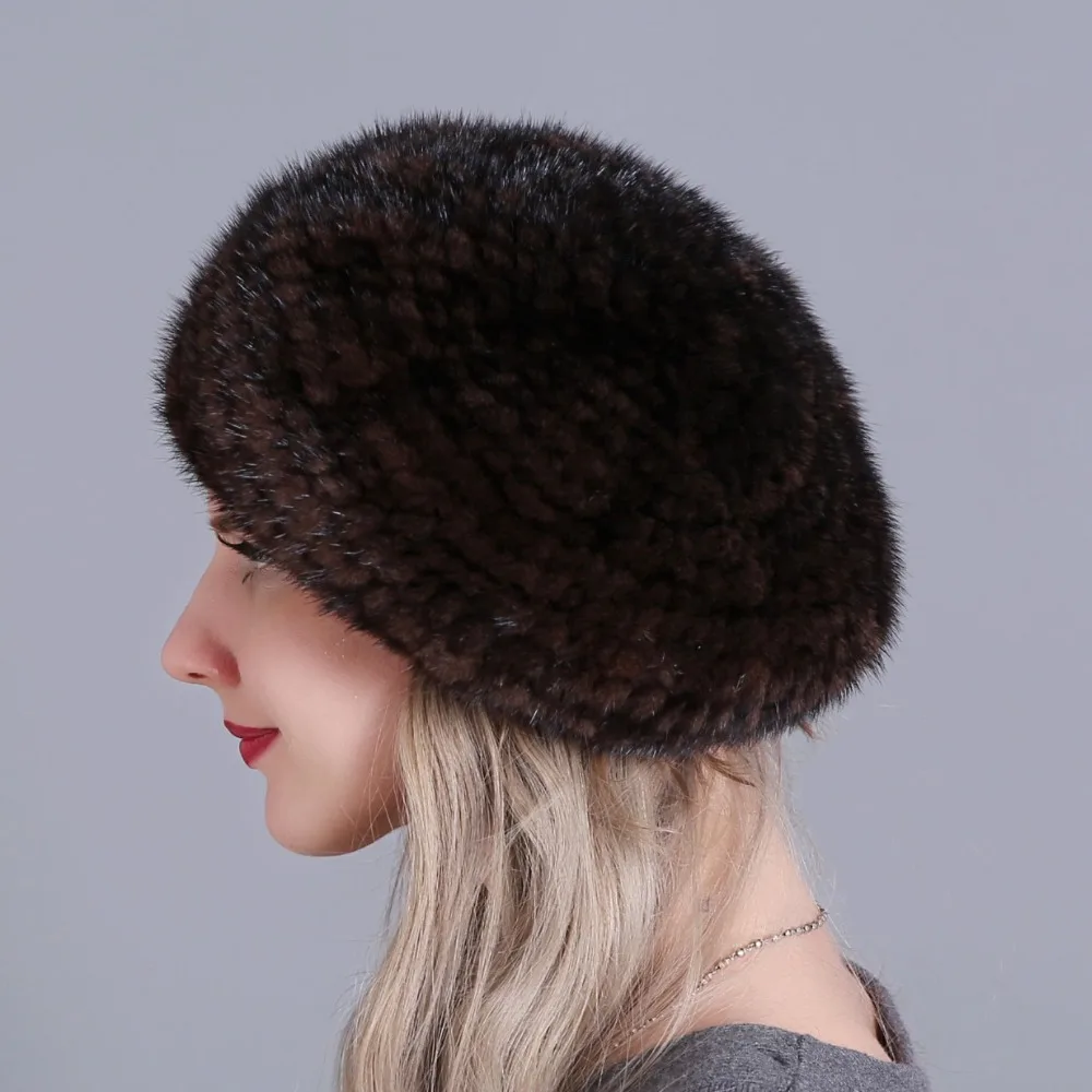 Лидер продаж женские Модные Отличные трикотажные натуральным рекс норки шляпа из натуральной Для женщин зимняя шапка высокое качество берета