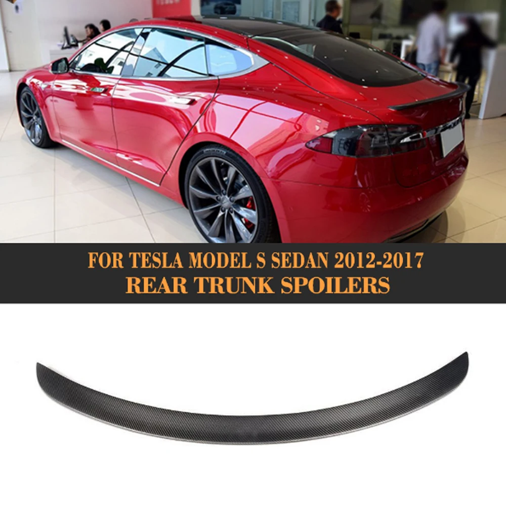 Matt Gloss Carbon Fiber Rear Trunk Wing Spoiler for Tesla Model S Sedan