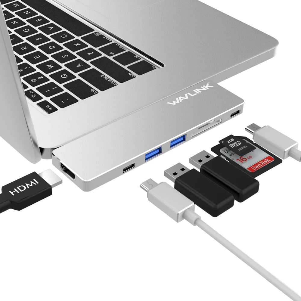 Wavlink Dual USB 3 1 Type C концентратор к HDMI адаптеру 4K w/ SD/Micro SD кардридер 7 в для MacBook Pro 2020 2019