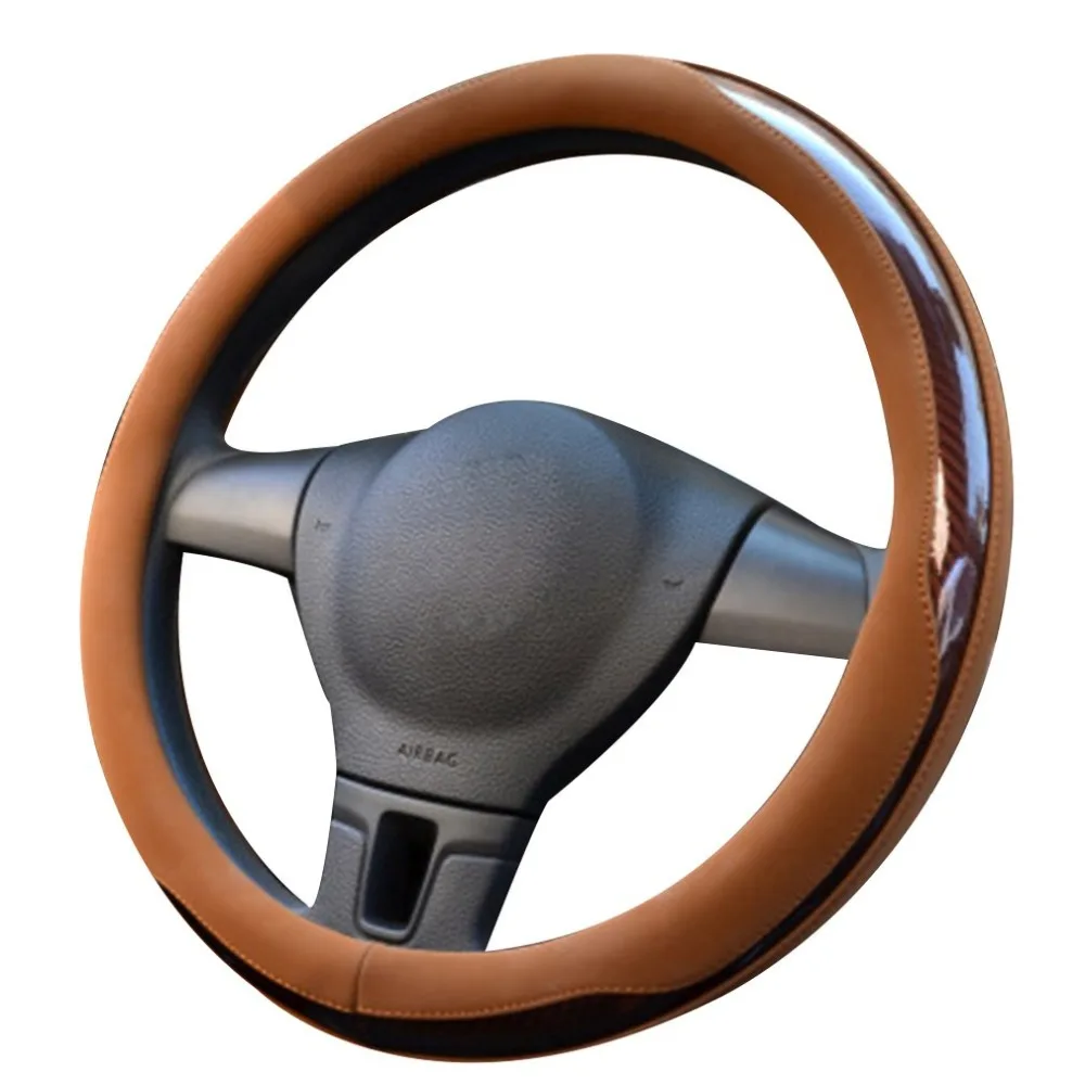 General 38cm Universal Auto Car Leather Steering Wheel Cover Interior Accessories Car Covers Skidproof Holder Protector