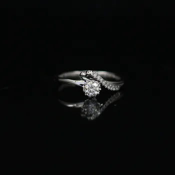 

LASAMERO 0.23 CT FG/SI Round Cut Modern Design Natural Diamond Ring For Women 18k White Gold Certified Engagement Wedding Ring