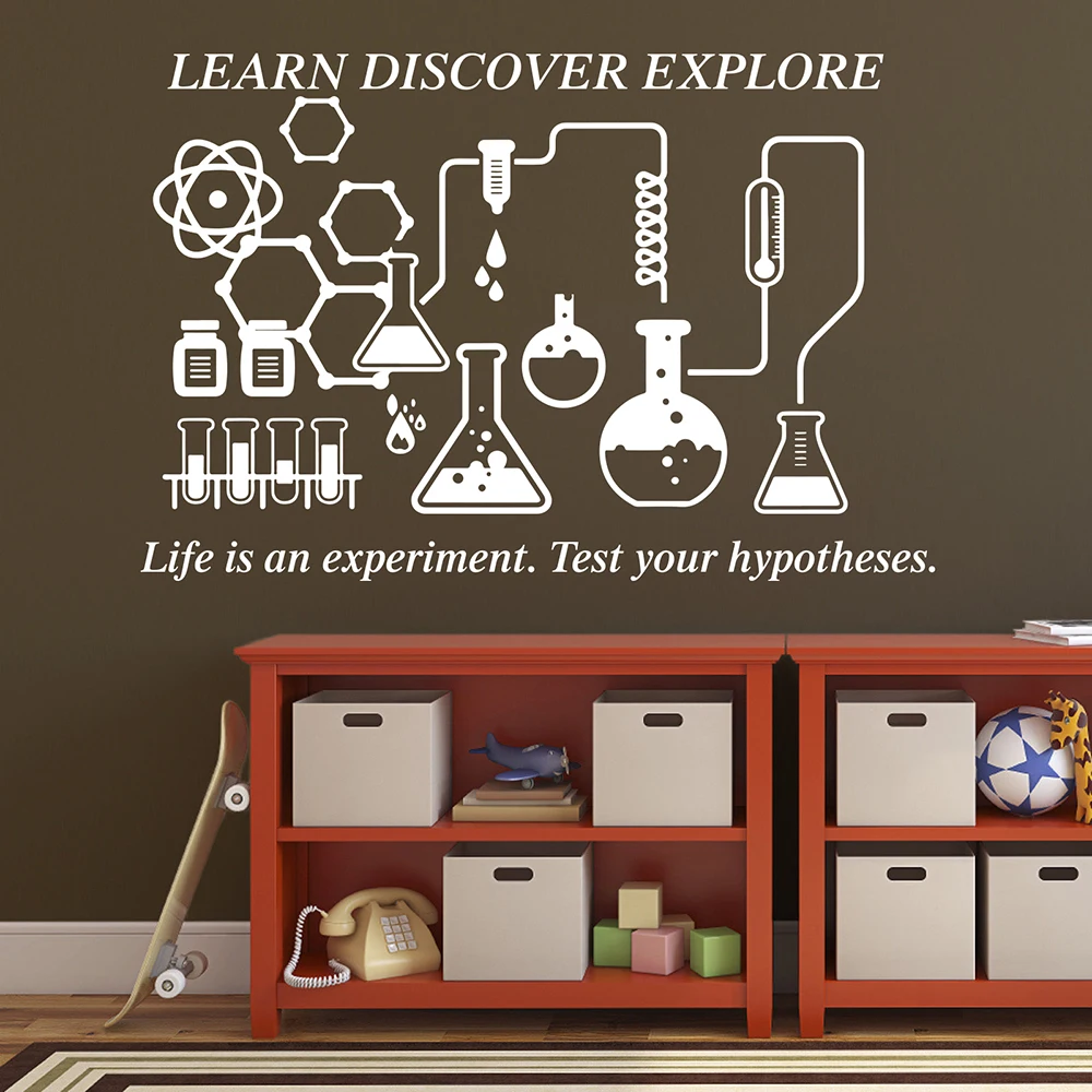 Science Chemical Lab Learn Discover Explore Quote Wall Decal Classroom School Chemistry Science Inspirational Quote Wall Sticker (3)