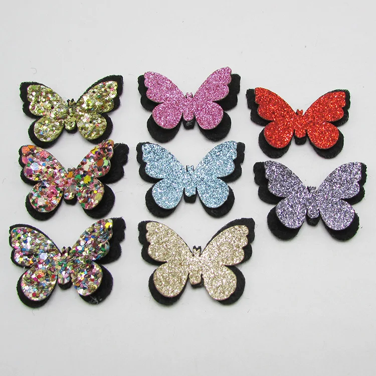 

10Pcs 2.8*2.7cm Shiny Fabric Patches Glitter Bow Tie Appliques for Craft Clothes Stickers Supplies DIY Hair Clips ornament