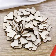 100pcs Heart Shap Wooden Crafts Slices Discs For DIY Crafts Wedding Centerpieces Wooden Hearts DIY Art Wedding Decoration A3