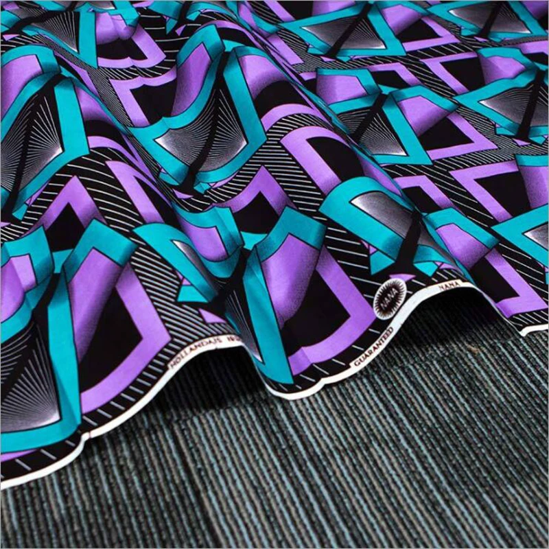 Me-dusa new purple blue African Print Wax Fabric cotton Hollandais Wax Dress Suit cloth 6yards/pcs High quility