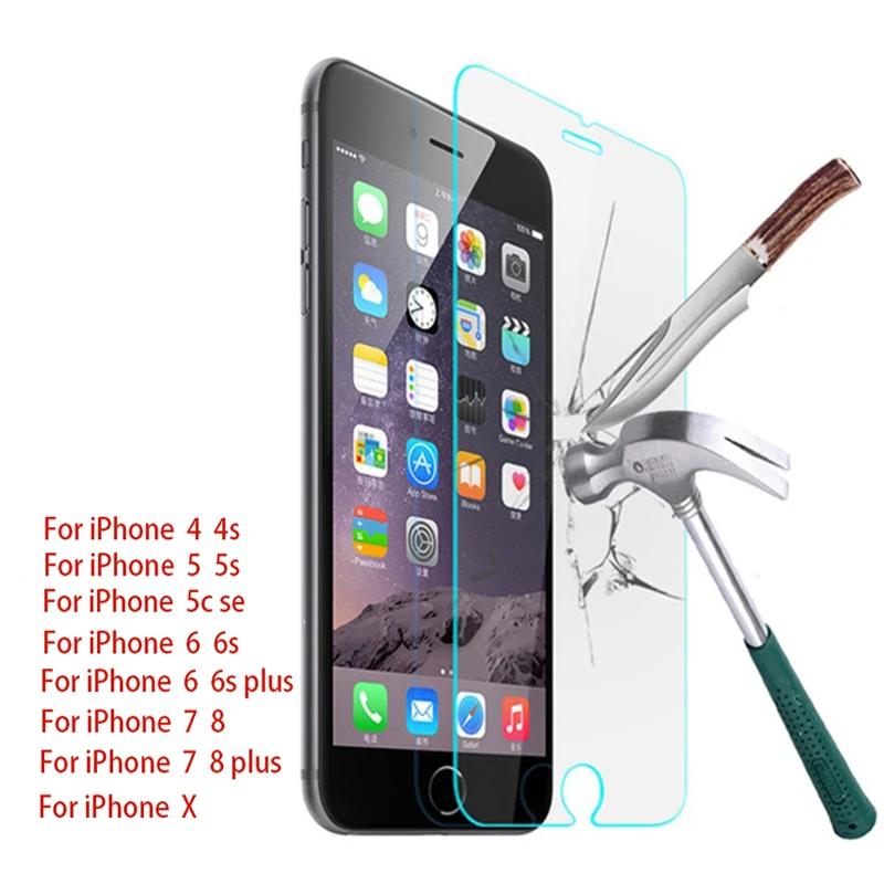 Goedkoop 9 H Gehard Glas Voor iPhone X 4 4 s 5 5 s 5c SE 6 6 s 7 8 plus Case Glas screen Protector Beschermfolie Cover Gehard Glas HD