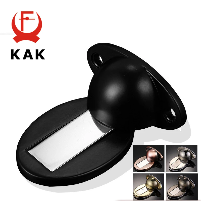 KAK Thicknessed Zinc Alloy Magnetic Door Stopper Sticker Hidden Door Holders Catch Floor Nail-free Doorstop Hardware