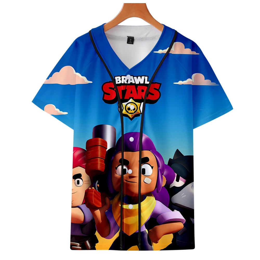 Hip Hop summer 3D BRAWL STARS Baseball t shirt Men Women short T-shirt with Hat cool cotton top clothes Boy Short Sleeve shirts
