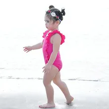 Цельный красный комплект бикини с оборками, детская одежда для купания, одежда для плавания для девочек, купальник-бикини, купальный костюм, пляжная одежда, MAR14