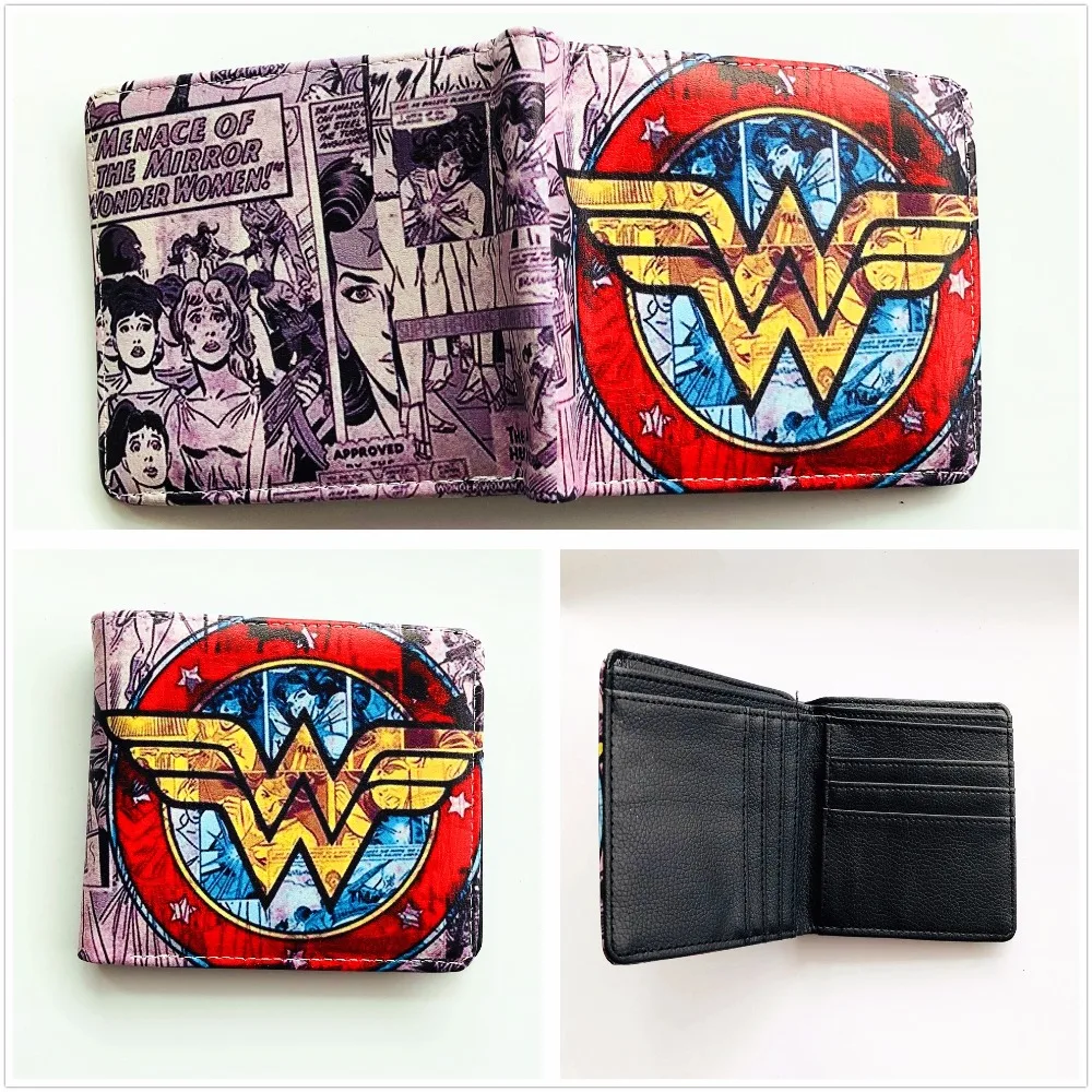 2018 Comics Wonder Woman wallet women men wallet bifold ID Credit Card Holder Wallet Leather pu