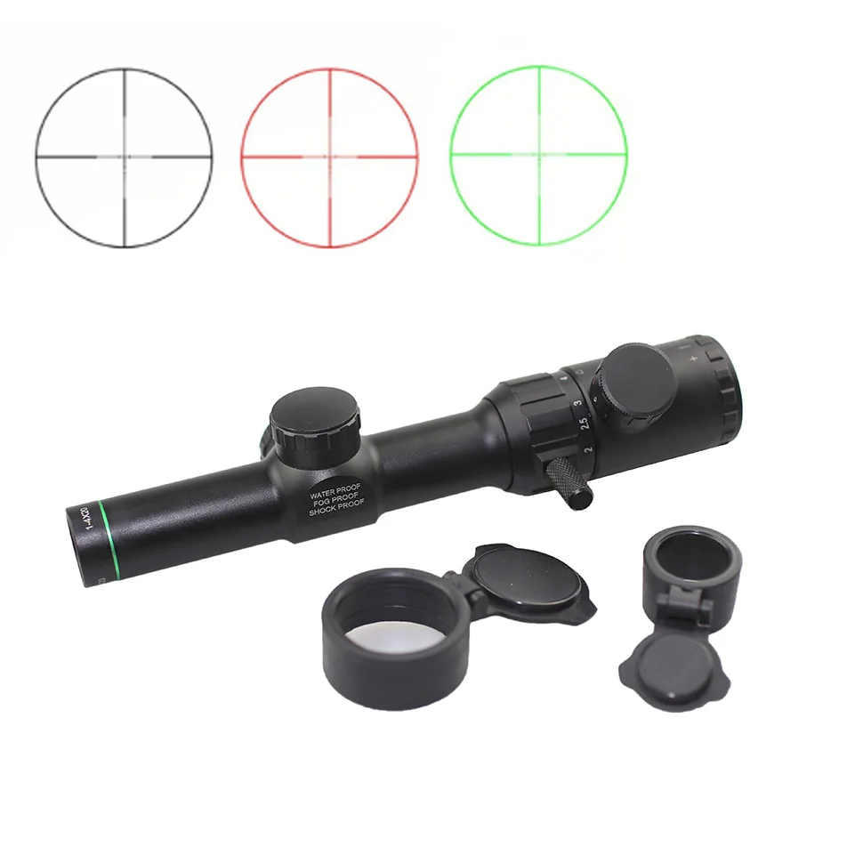 

Tacticle Riflescope 1-4X20 Optical Sight Rifle Scope Red Green illuminated Hunting Scope With Mounts Free shipping