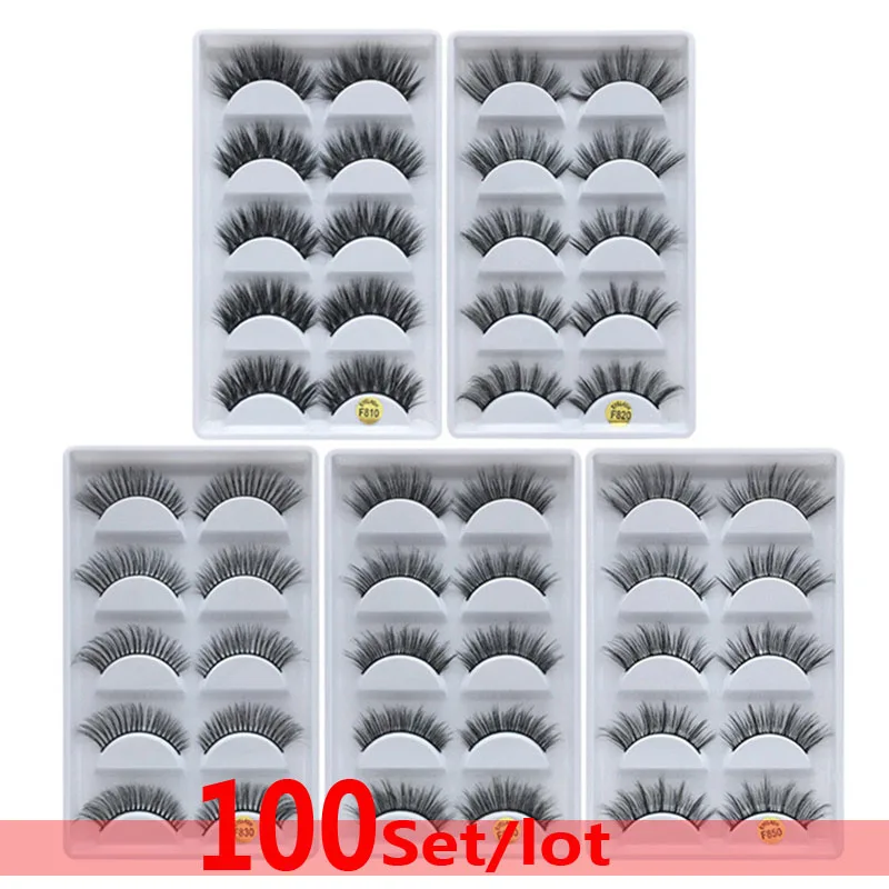 

DHL 100 set 100% Real Fake Mink Eyelashes 3D Natural False Eyelashes 3d Mink Lashes Soft Eyelash Extension Makeup Wholesale