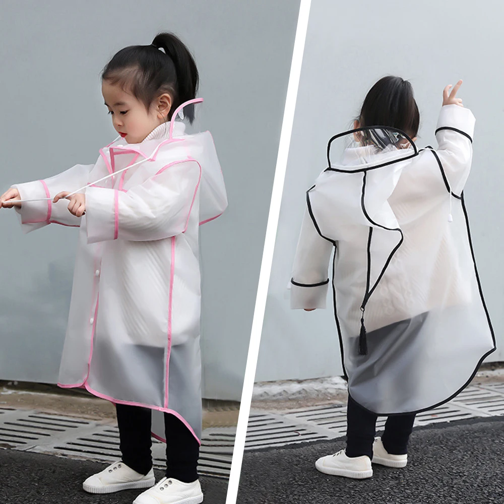 

Children's Raincoat Girls Raincoats Child Poncho Waterproof Rain Poncho Rain Gear EVA Hooded Transparent Baby Boys Rainwear 40