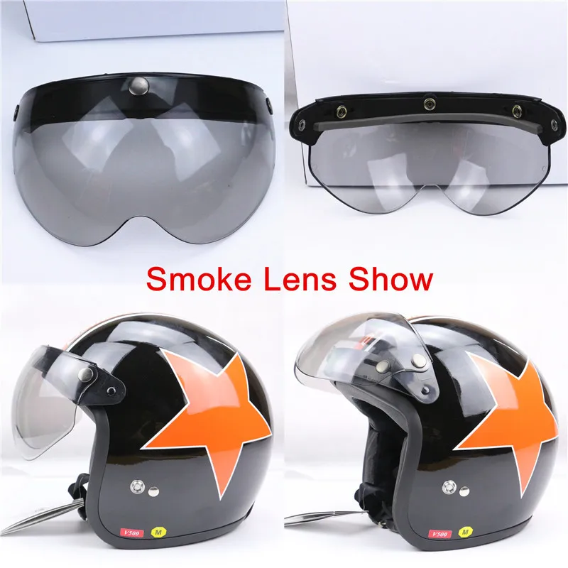 Professional W shape Motorcycle Helmet Glass 3/4 Open face helmet visor 3 pin helmet windshield 5 color available
