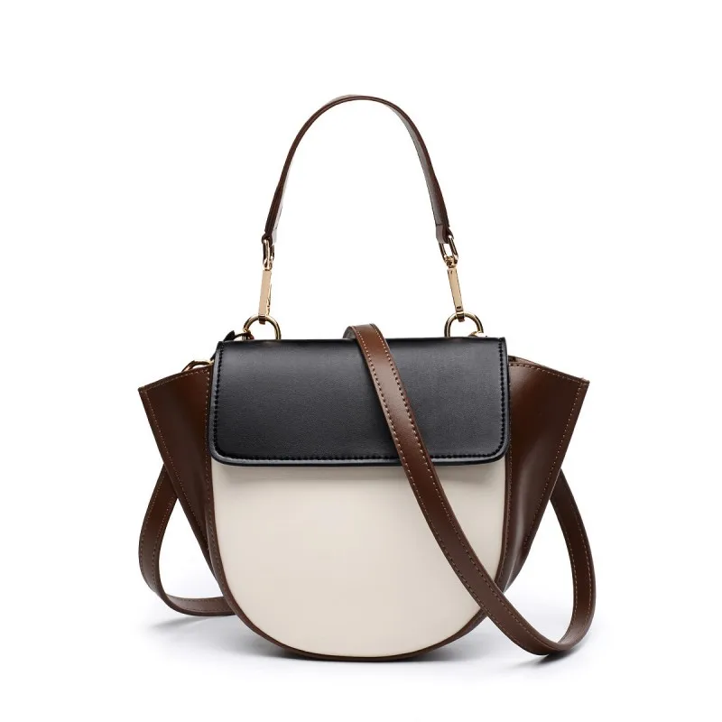 Новая Дизайнерская кожаная сумка с крыльями, Женская Офисная сумка, овальная маленькая сумка на плечо, с клапаном, карман на молнии, классические сумки через плечо