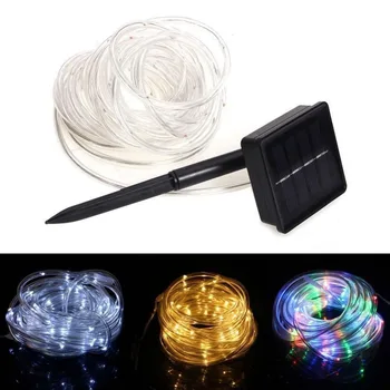 

50 LED Solar lights 23ft solar powered rope tube light strip waterproof outdoor garden