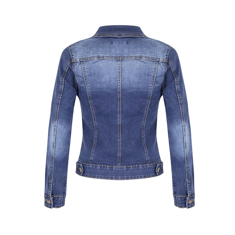 Plus Size Short Denim Jackets Women autumn Wash Long Sleeve Vintage Casual Jean Jacket Bomber Denim Coat ladies jacket outerwear