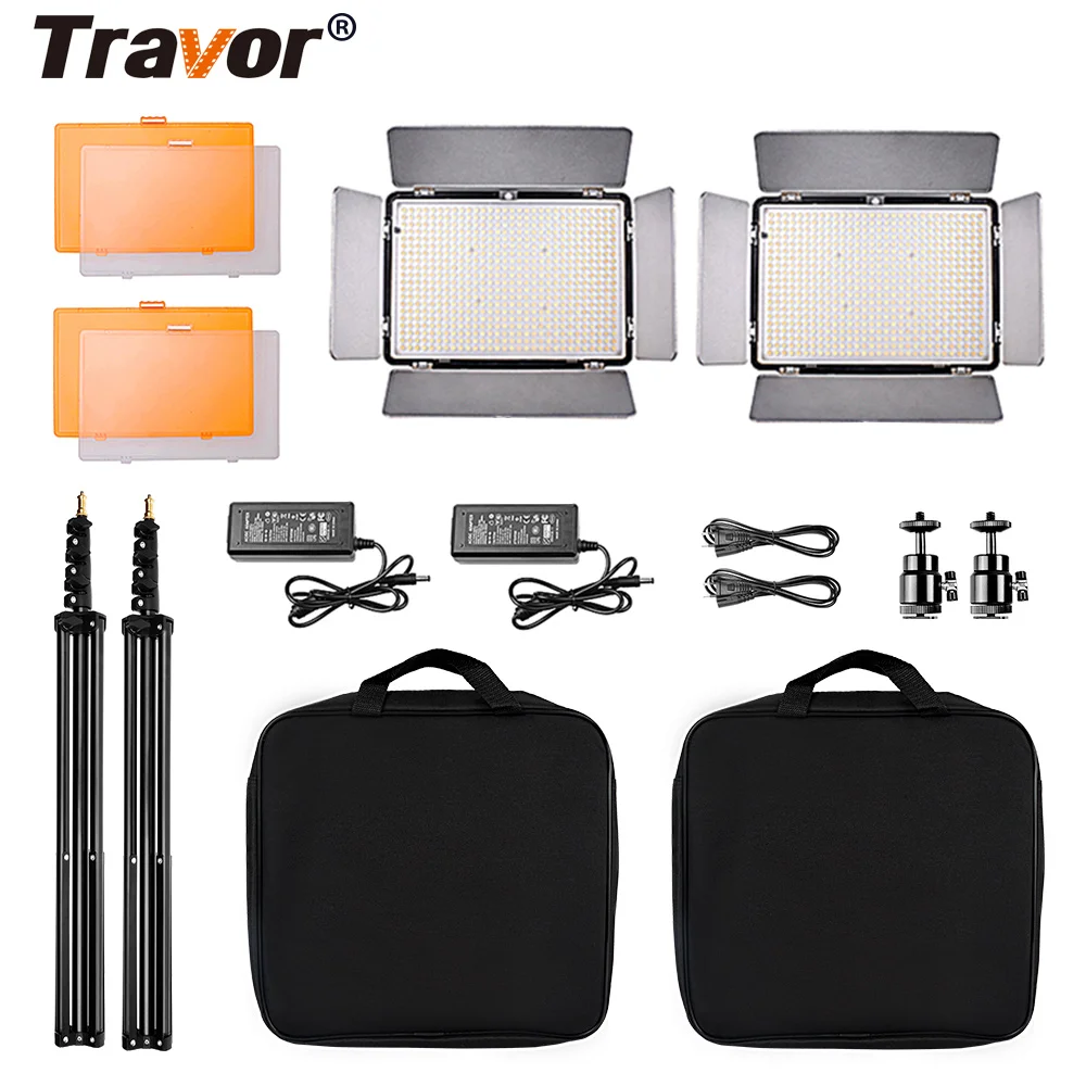 

Travor 2 in 1 Video Light 600PCS LED Dimmable Bi-color Studio Smooth Light Standing Lamps Photography Lighting Kit With Tripod