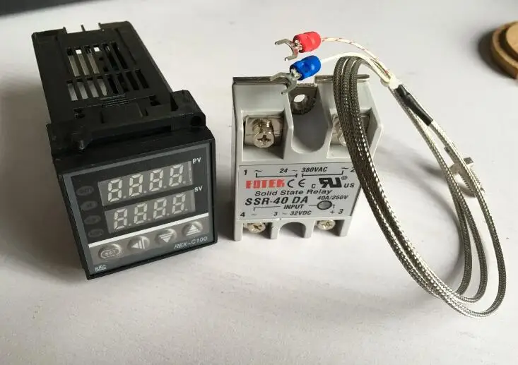 Цифровой ПИД регулятор температуры Φ термостат REX C100 * AN + Max.40A SSR реле K Зонд