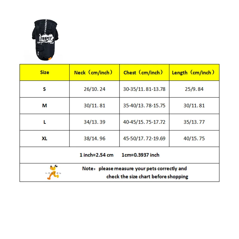 HOOPET модная теплая хлопковая куртка для собак, пальто с капюшоном, зимняя одежда для щенков, костюм для домашних животных