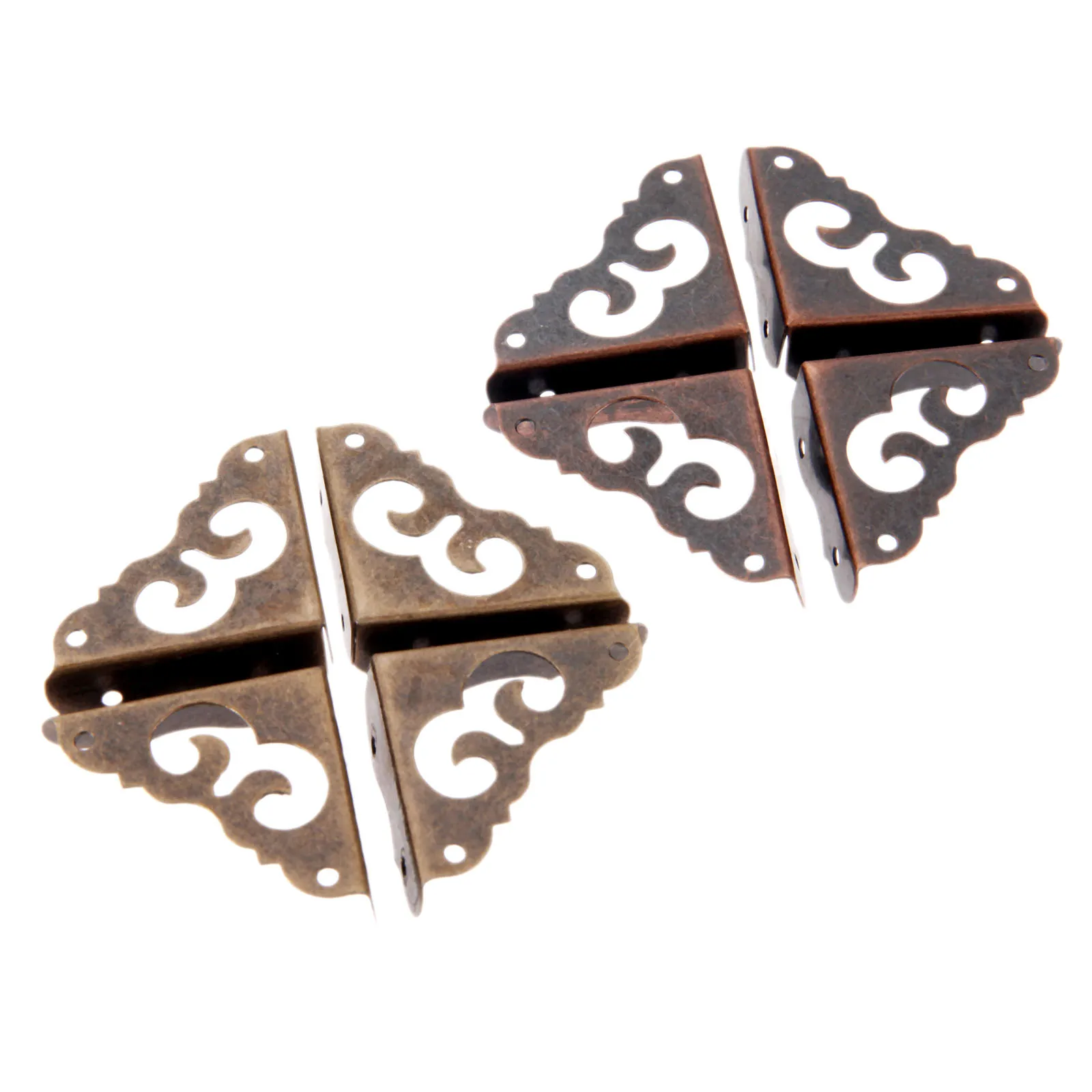 

4Pcs Antique Jewelry Box Corner Foot Wooden Case Corner Protector Flower Pattern Carved Metal Crafts Furniture Fittings 31mm