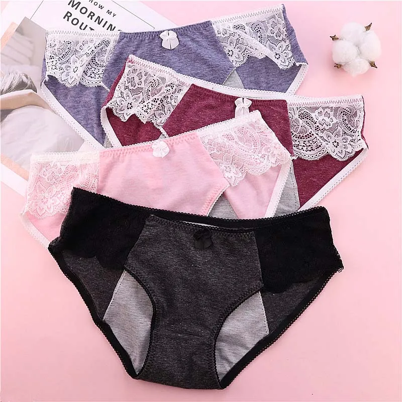 

CIM Lace side girl sexy bag hip menstrual period physiological underwear color cotton low waist underwear women