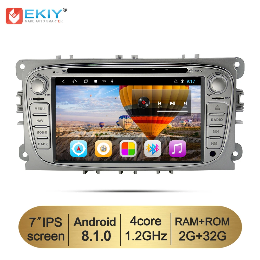 Discount EKIY Car DVD Multimedia Player Android 8.1 GPS Navigation 2 Din For Ford Focus Mondeo S-MAX C-MAX Galaxy Auto Stereo Radio WiFi 2
