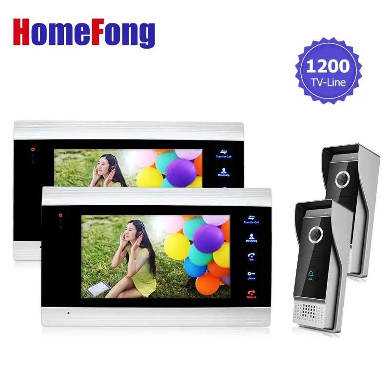 Homefong 7 Inch Monitor Video Doorphones Intercom Doorbell Camera System 1200TVL HD Monitoring Door Viewer 2V2 Recording