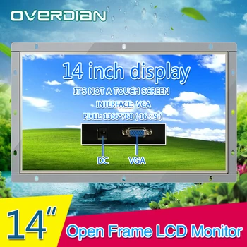

Display 14inch Industrial Lcd Non-Touch Screen Monitor VGA Interface Metal Shell White Open Frame1366*768