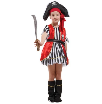 

Free Shipping children girls clothes kids Halloween Costumes performance clothing Pirate style girls cosplay dress