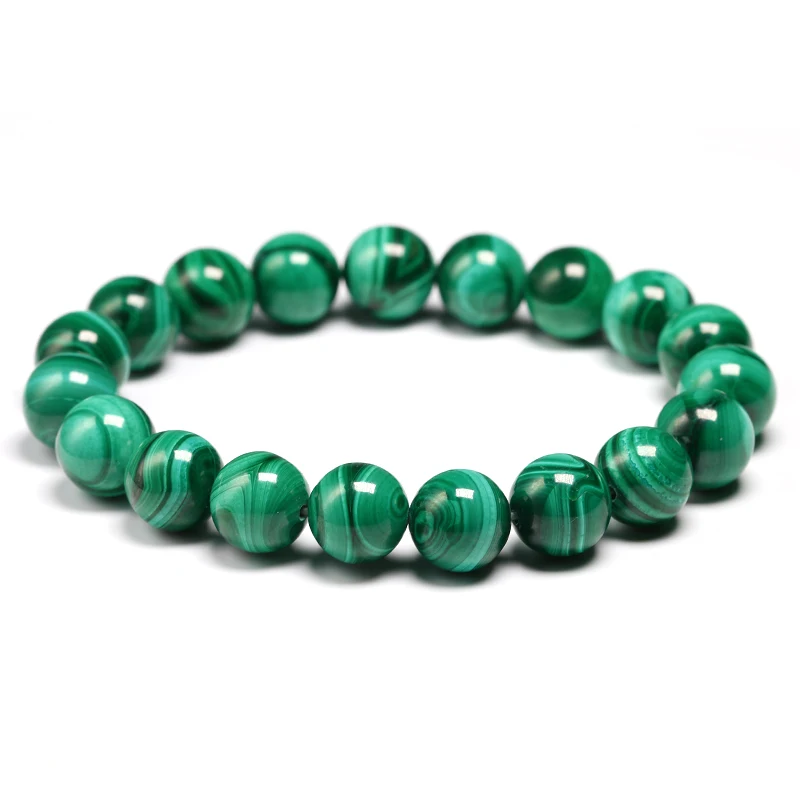 Bracelet en Malachite, AAAAA, Bijoux en Pierre Naturelle, Extensible, Perles pour Homme et Femme