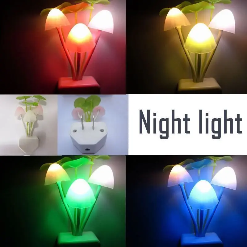 8PCS-US Plug Light Control Гриб Свет Изменение Цвета СВЕТОДИОДНЫЕ Night Аватар Романтический