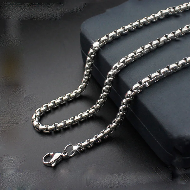 

Fashion high-end new stainless steel necklace square pearl chain men's titanium steel necklace jewelry hot sale