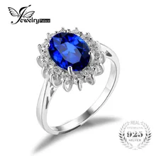 JewelryPalace 3.2ct Creado de Kate Middleton Princesa Diana William Anillo de Compromiso de Zafiro Azul de Plata de ley 925 para Las Mujeres