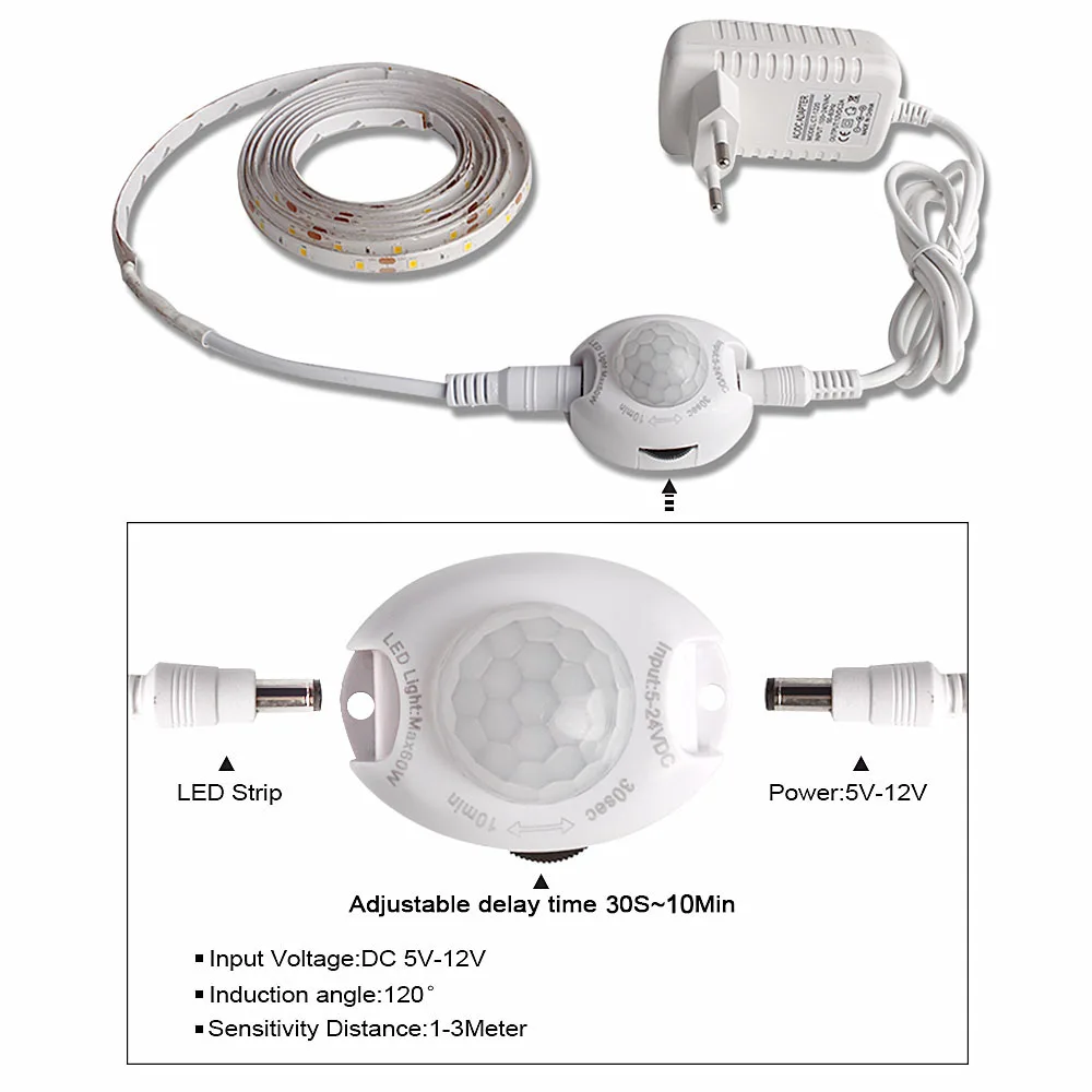  LED Night Light with Motion Sensor 1m 2m LED Strip Waterproof PIR/Light Sensor Night Lamp for Close - 33005536881
