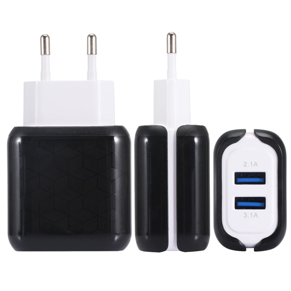 Настенное зарядное устройство USB для быстрой зарядки 5V 3.1A 2.1A 15 Ватт двойной порт USB зарядное устройство для iPhone samsung huawei