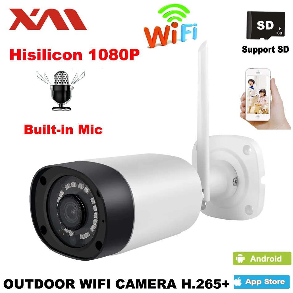 IP камера HD уличная Водонепроницаемая с поддержкой Wi Fi 1080P 2 МП|Камеры