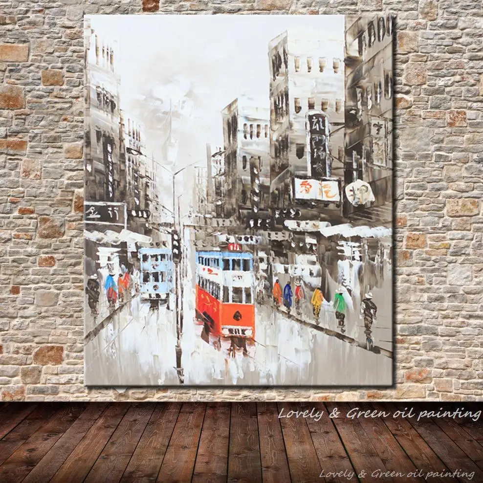 

Decorative Art Hand Painted Oil Painting On Canvas Living Room Home Decor Wall Paintings Impression Hong Kong Landscape Pictures