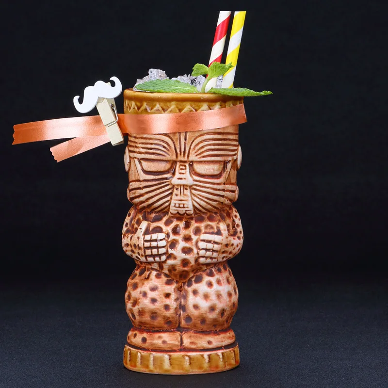 

Creative Retro Ceramic Cup Personality Cocktail Glass Hawaiian Wine Glass TIKI Maori Totem Wine Glass Bar Decoration tiki Mug