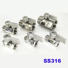 MINI vanne à bille en acier inoxydable, 1/8 1/4 3/8 1/2 BSP femelle mâle SS316 pour eau huile acide 2 voies
