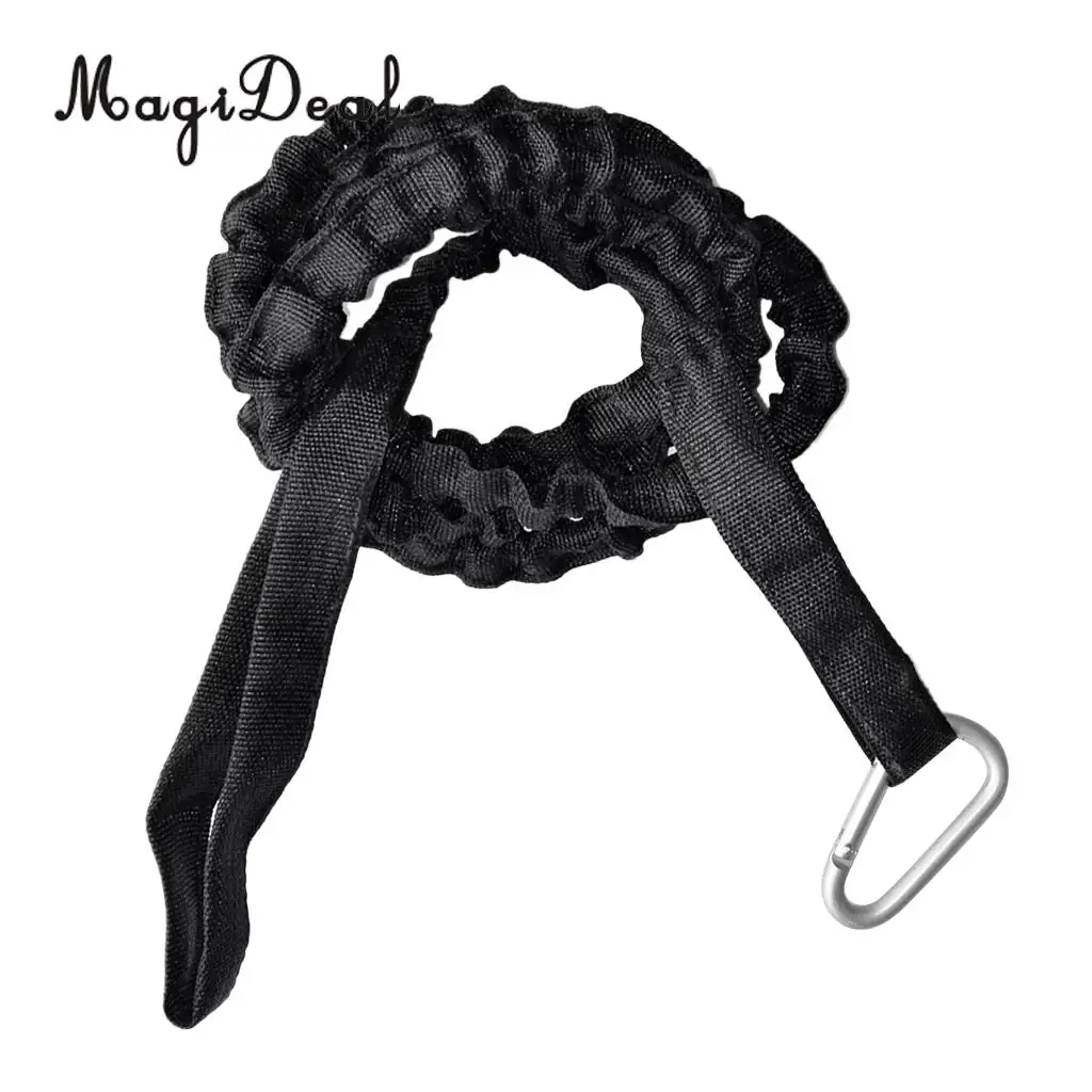 MagiDeal 61.4' Cinch-Lock Webbing Kayak Canoe Paddle Leash Fishing Rod Holder Accessory Leash With Carabiner Black