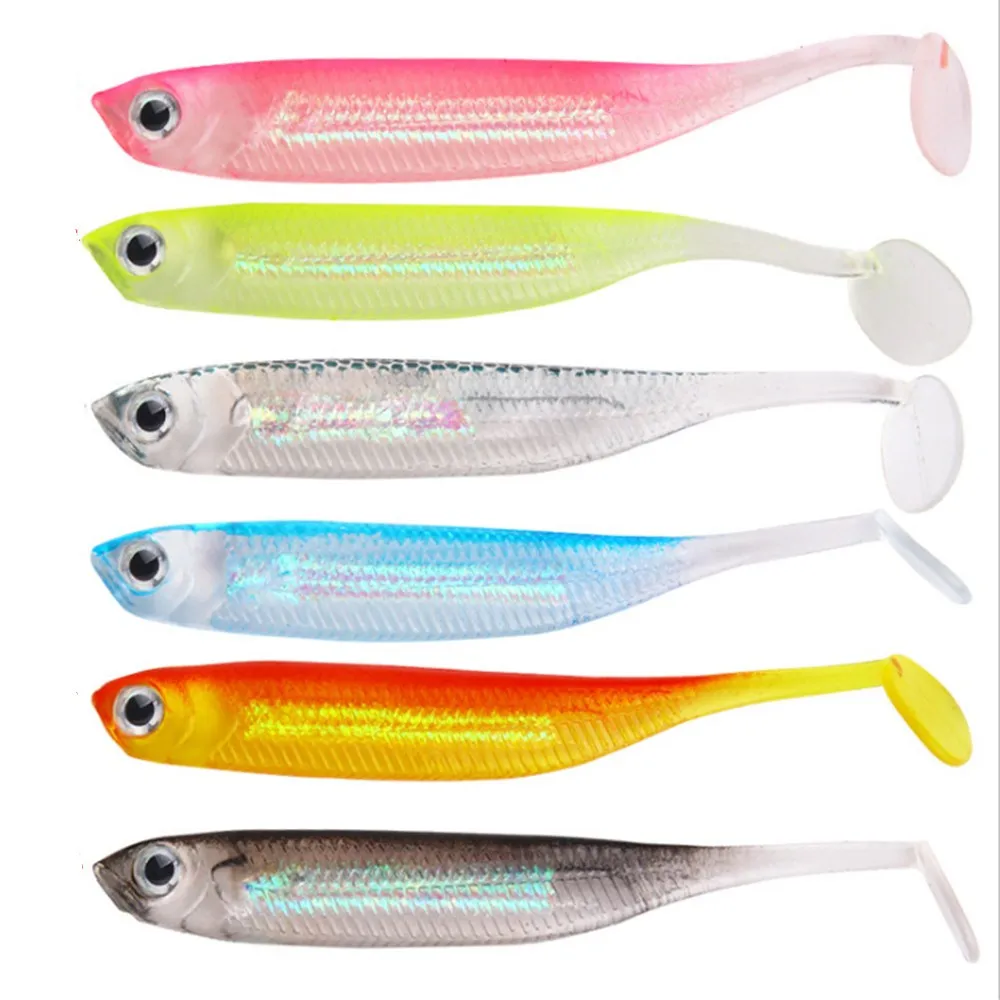 

5pcs/lot 2.2g/7cm Fishing Lure T-Tail Soft Lure For Fishing Shad Fishing Soft Worm Silicone Swimbaits Jig Head Fishing Tackle