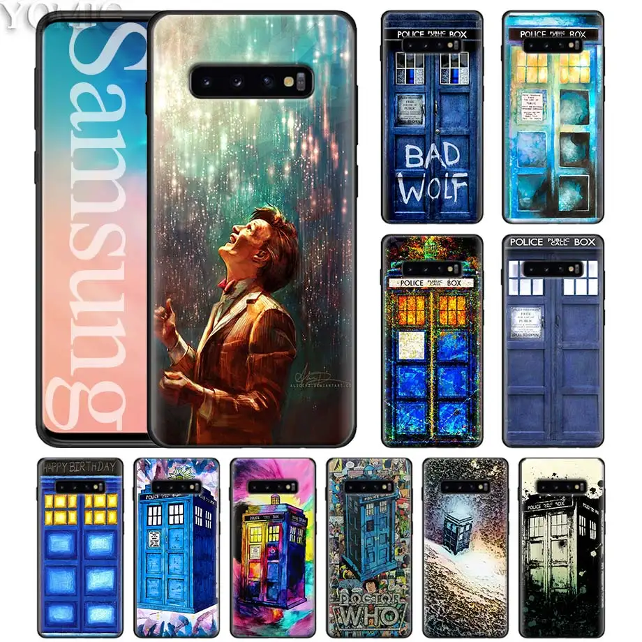 

Doctor Who Tardis Police Box Black Soft Case for Samsung Galaxy S10 Plus S9 S8 S10e S7 A50 A70 Note 9 8 Silicone Case Coque