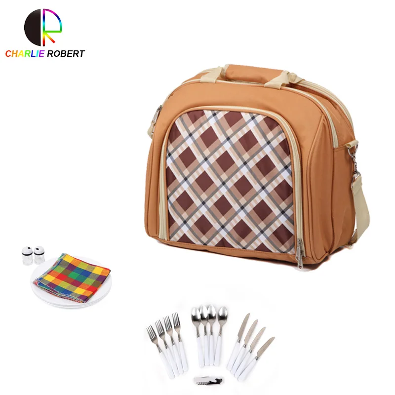 Luxurious Picnic Backpack, Picnic Bag Set Field Stainless Steel Cutlery