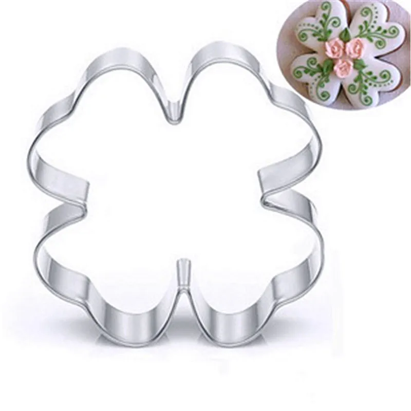

LINSBAYWU 1PCS Symbolic love Lucky Clove Molds DIY Biscuit Cake Stainless Steel Kitchen Baking decoration tools free shipping